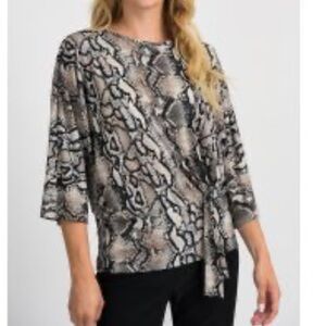 Joseph Ribkoff front knot snake skin animal print stretchy blouse size 20 New